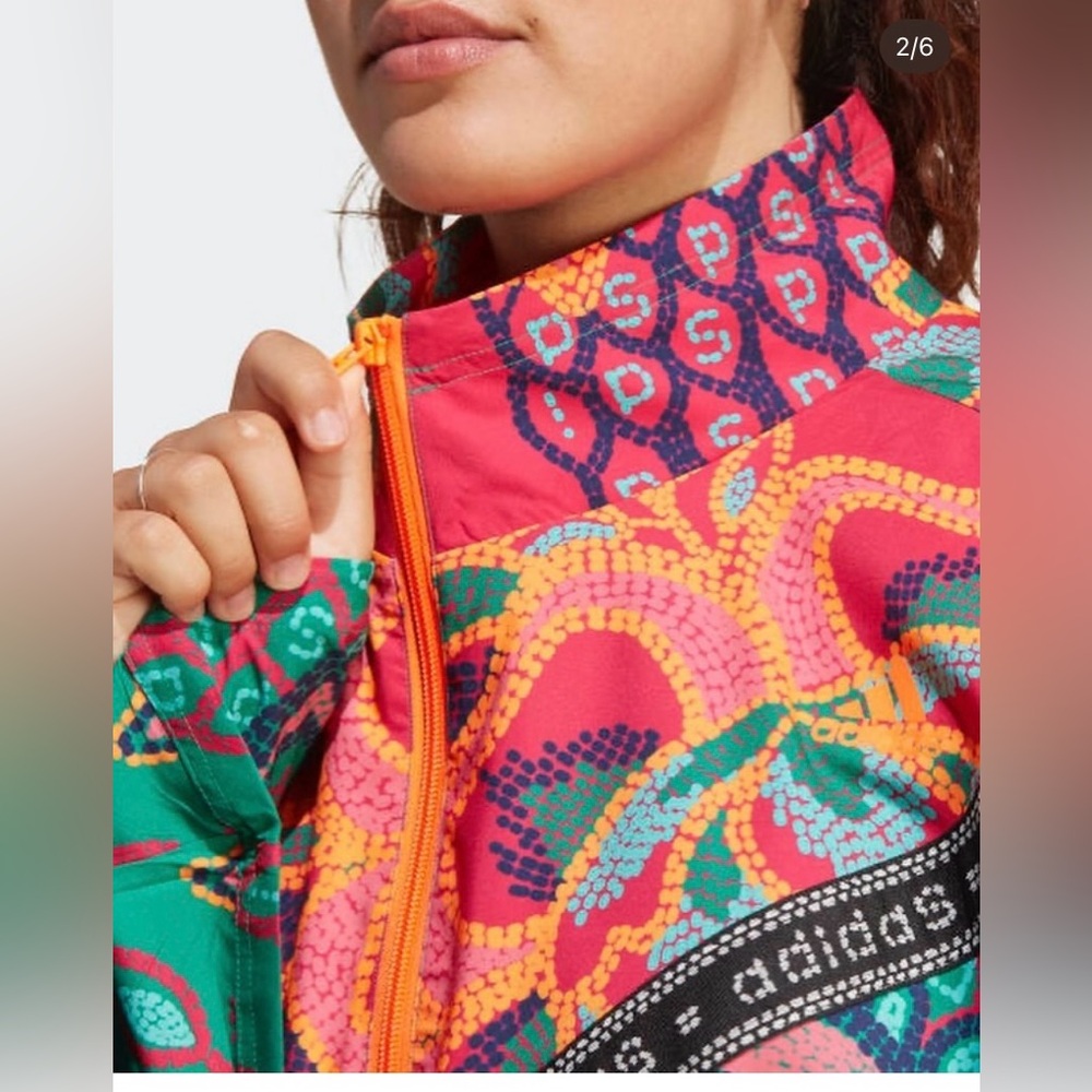 FARM Rio x Adidas Vibrant Floral Bomber Jacket SIZE 2X track suit ATHLEISURE - Picture 4 of 13